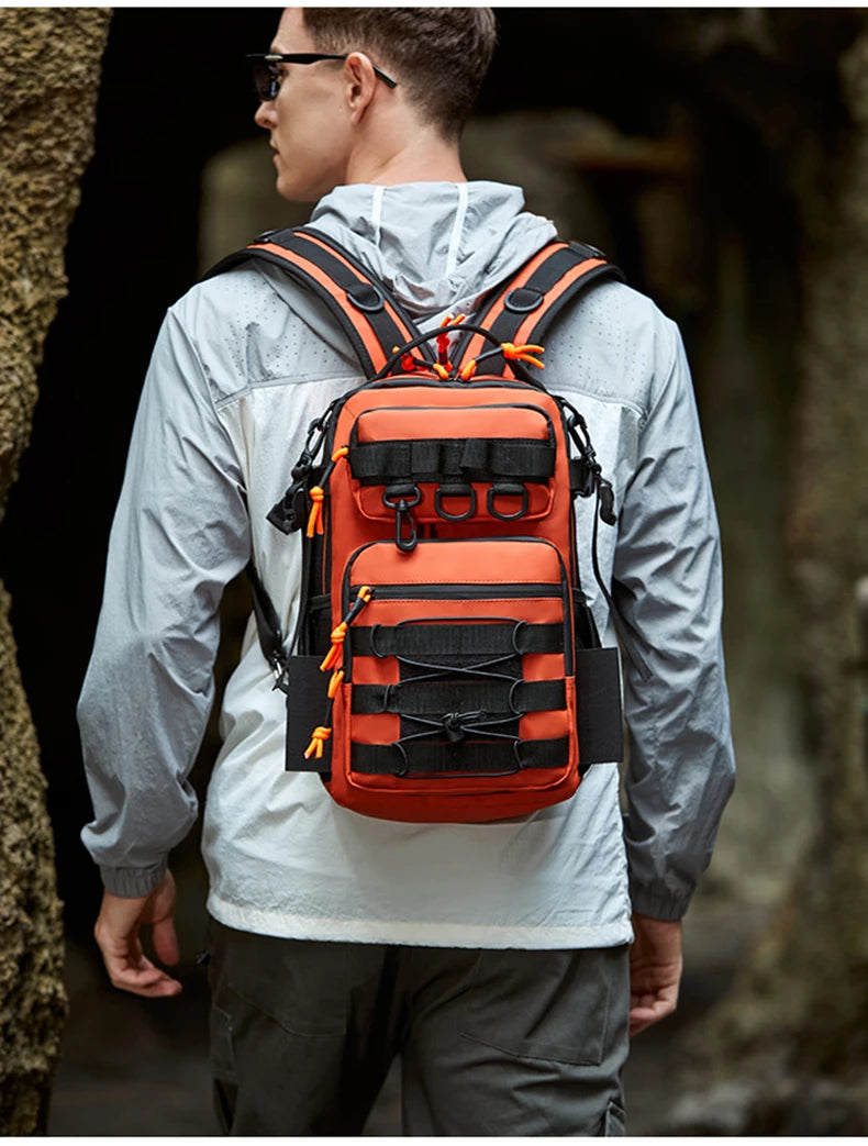Tactical Fishing Backpack Molle Climbing Hiking Camping Cycling Bag with Rod Holders Lure Men Outdoor Travel Sports Chest Bags