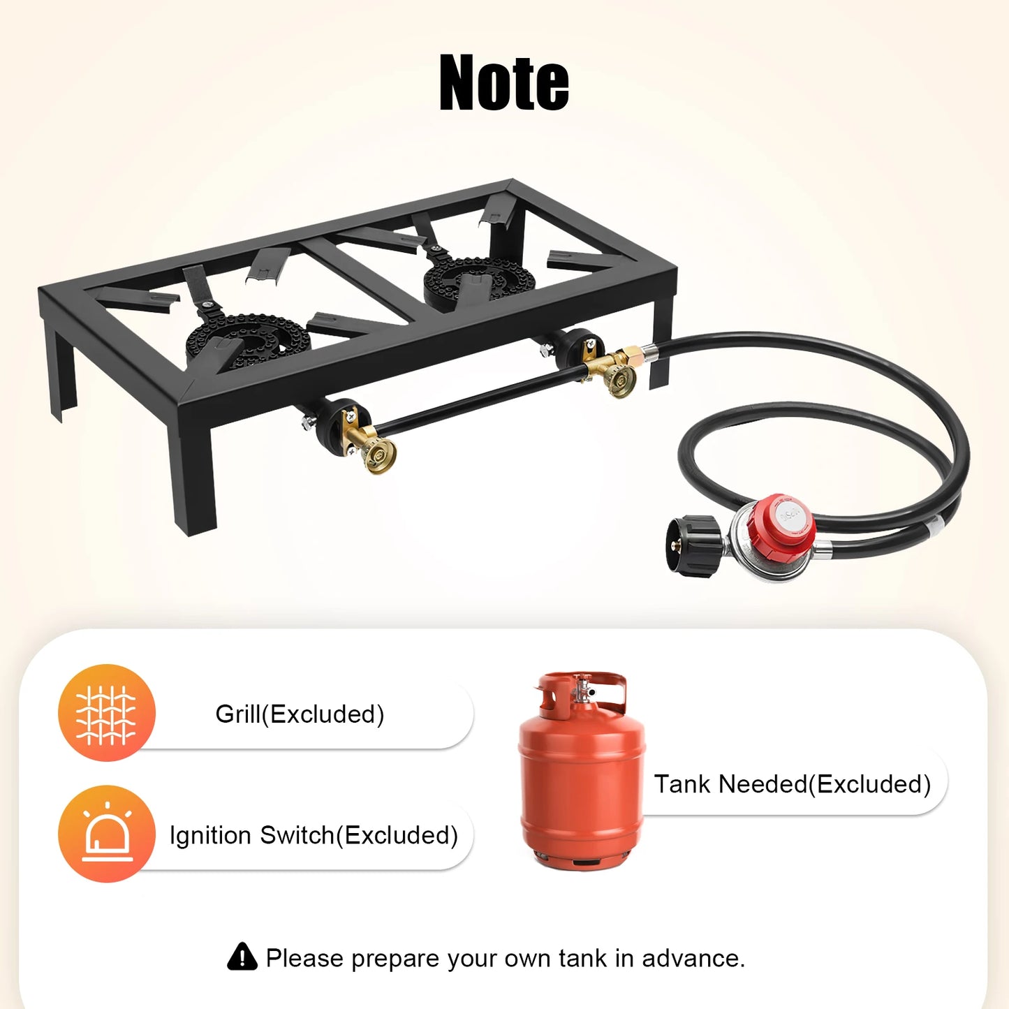Portable Camping Gas Stove Outdoor Double Burner with Adjustable 0-10Psi Regulator Hose