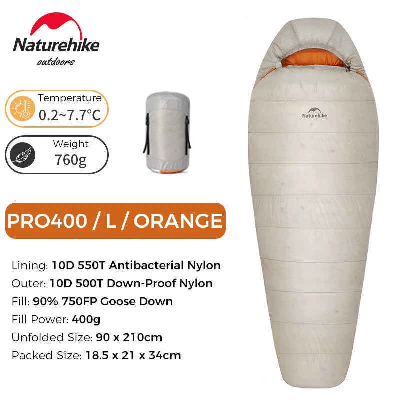 Naturehike Alpine PRO Goose Down Sleeping Bag Lightweight Mummy Sleeping Bag Winter Thick Camping Hiking Backpacking Equipment