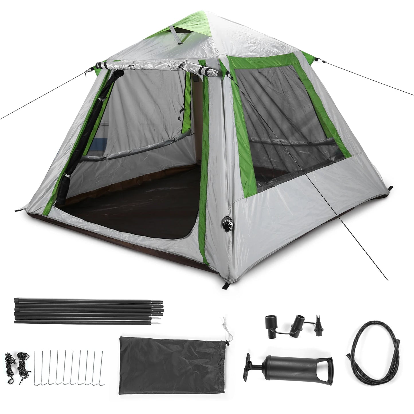Camping Tent for 2 To 3 Persons Easy Setup Inflatable House Tent Oxford Waterproof with Mesh Windows for Backpacking and Hiking
