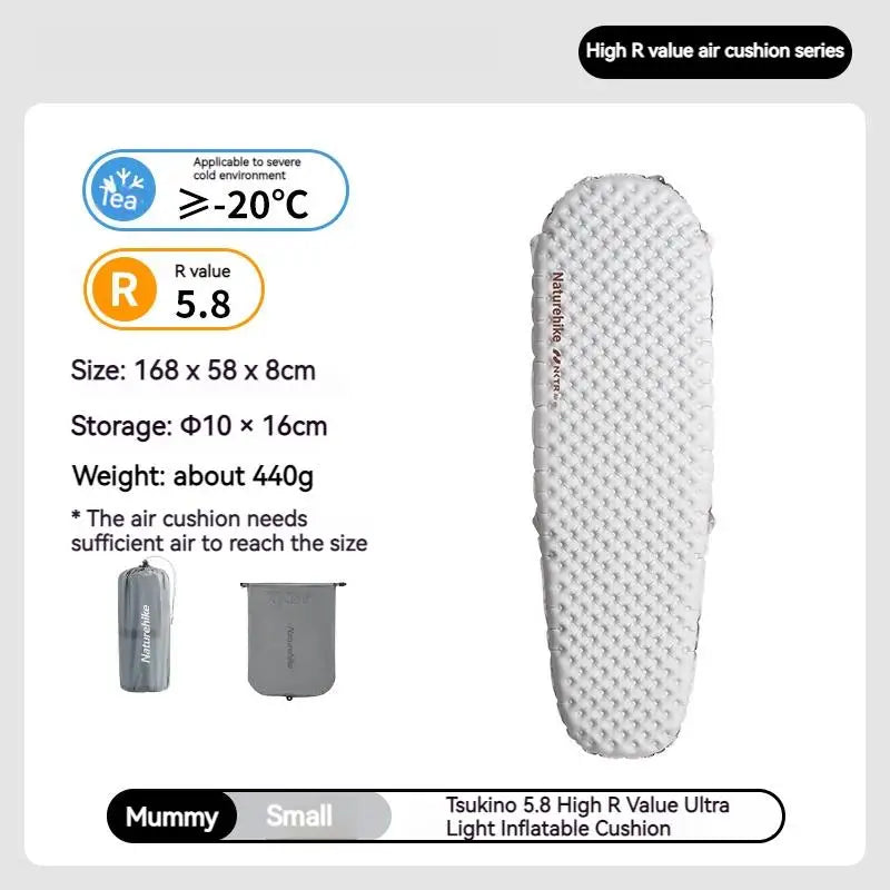 R-value5.8 Inflatable Sleeping Mattress Ultralight Portable Folding Warm Cushion Hiking Outdoor Camping Mat Bed Pad