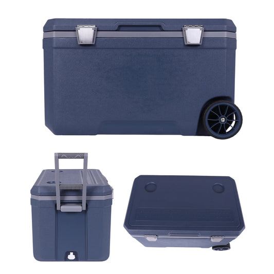 70L Wheeled Cooler 30 Percent Lighter Than Rotomolded Camping Cooler with Handle for Beach Drink Beverage Camping Picnic Fishing