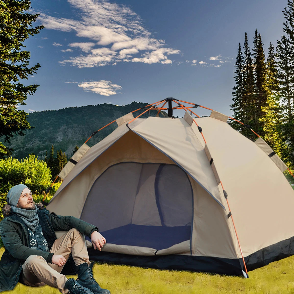 Outdoor Automatic Quick-opening Tent ,Two windowless door