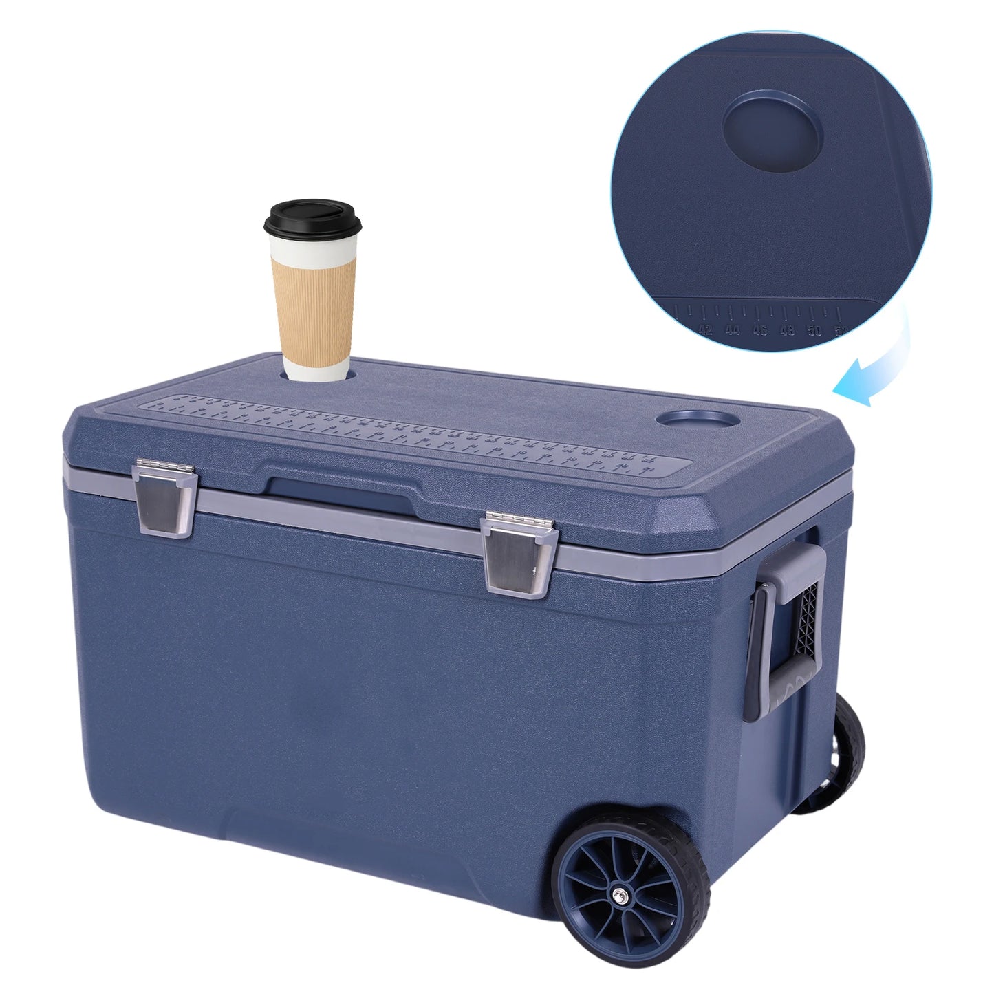 70L Wheeled Cooler 30 Percent Lighter Than Rotomolded Camping Cooler with Handle for Beach Drink Beverage Camping Picnic Fishing