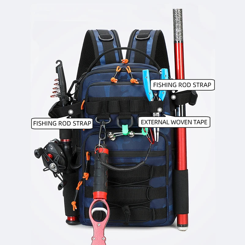 Tactical Fishing Backpack Molle Climbing Hiking Camping Cycling Bag with Rod Holders Lure Men Outdoor Travel Sports Chest Bags