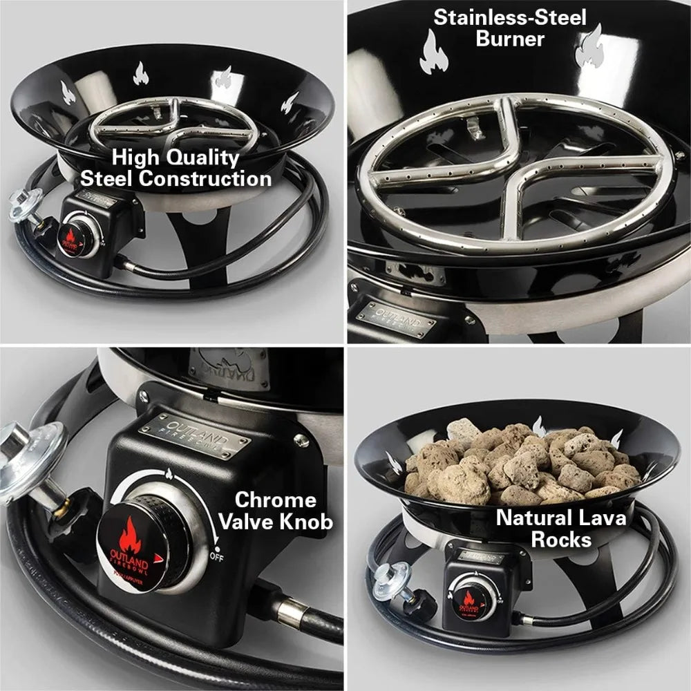 Portable Propane Fire Pit, 21-inch, 58,000 BTU with Fire Pit Cover & Carry Kit, Smokeless Gas Firebowl | Perfect for Camping, P
