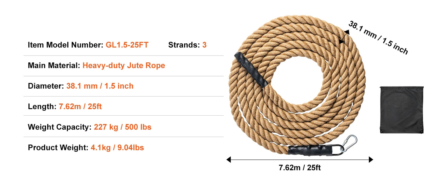10-30FT Gym Climbing Rope Gym Fitness Training Rope Gym Exercise Workout Rope for Adults, Climbing Rope for Fitness