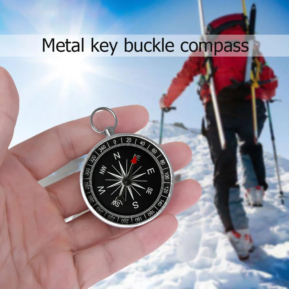 Outdoor Pocket Compass Portable Outdoor Orientation Navigation Compass Silver for Outdoor Camping Hiking Sports Navigation