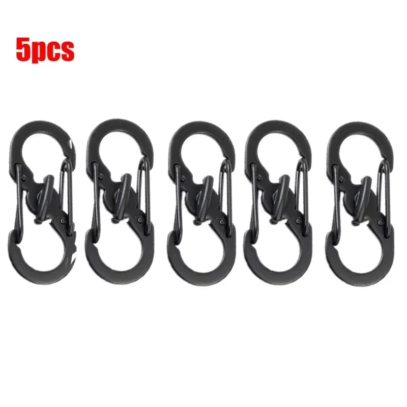 5/10PCS Mini S-Type Locking Carabiner - Outdoor Camping Backpack Buckle, Anti-Theft Keychain Hook & Key-Lock Tool