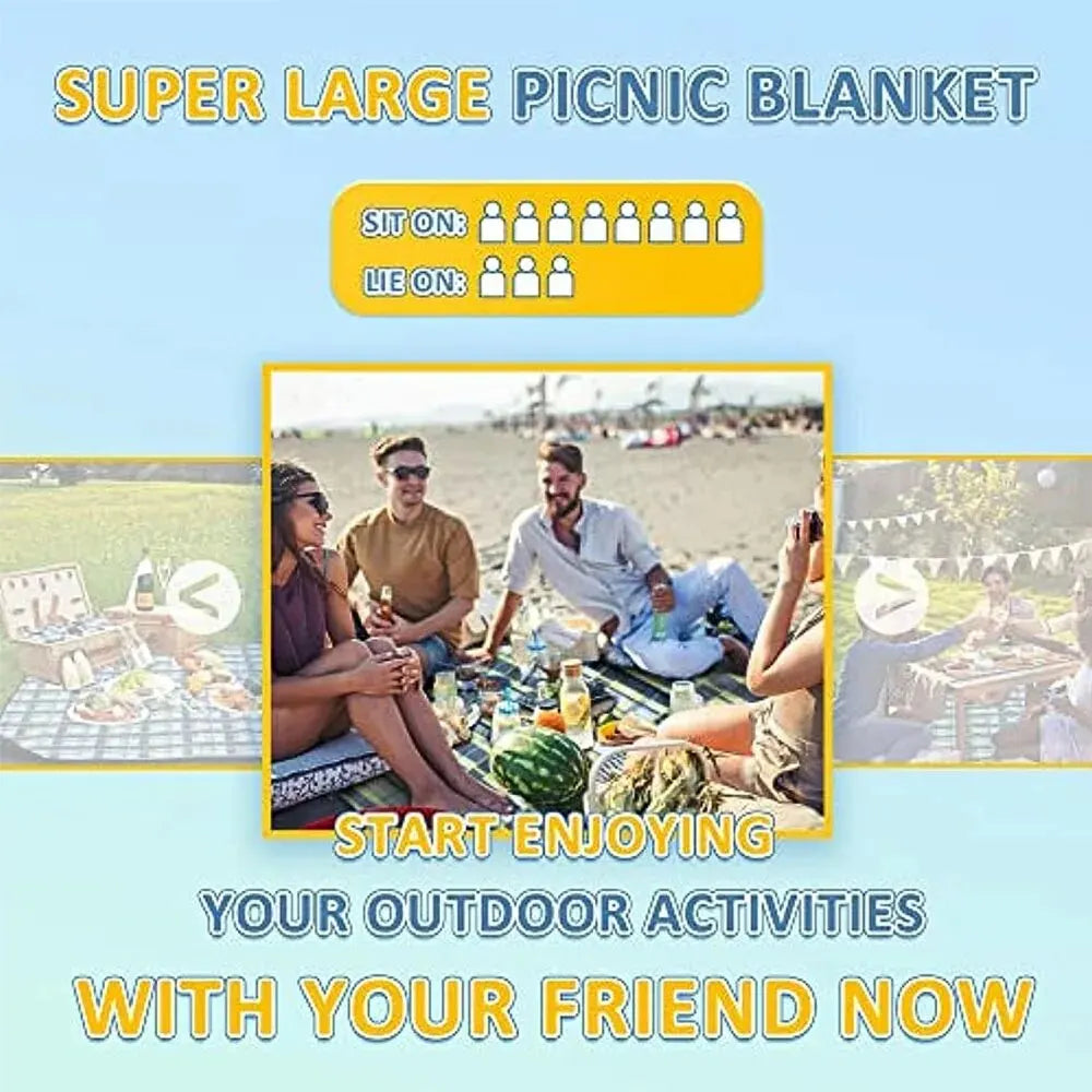 Waterproof Outdoor Picnic Mat Camping Beach Mat Plaid Portable Hiking Travel Sleeping Blanket Folding Grassland Pad Carpet