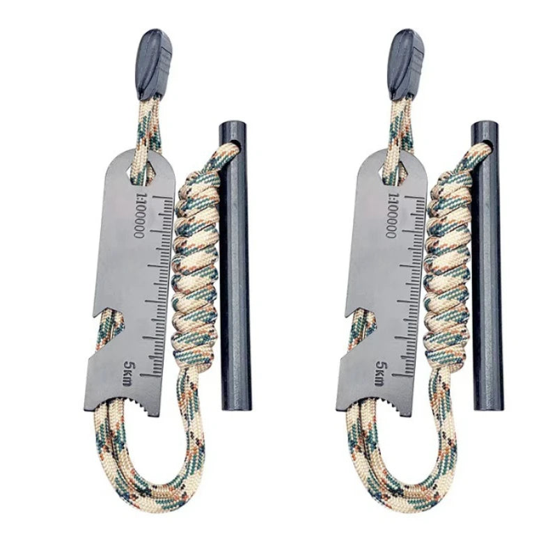 Outdoor Survival Fire Starter Multifunctional Ferrocerium Rod with Paracord & Scraper, Camping Emergency Flint Fire Steel