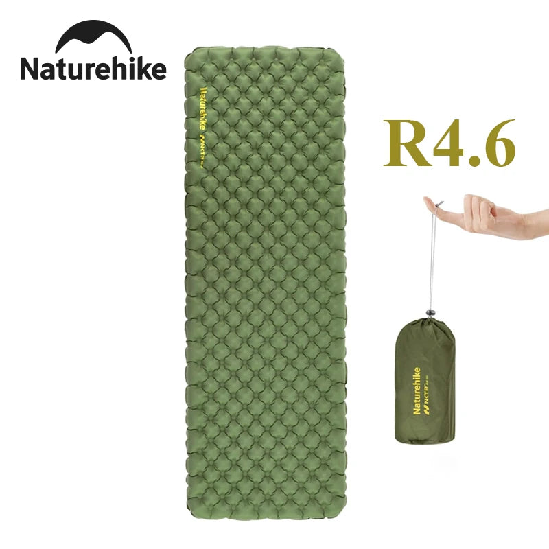 R4.6 Inflatable Mattress Outdoor Camping Ultralight Sleeping Pad Single Folding TPU Nylon Hiking Moisture-proof Mat