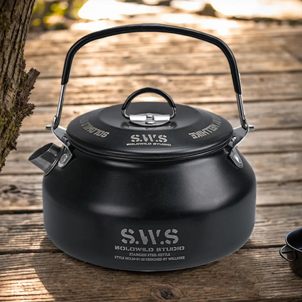 0.8L Portable Hiking Kettle 304 Stainless Steel Ultralight Coffee Kettle Lightweight Coffee Pot for Outdoor Travel Camping