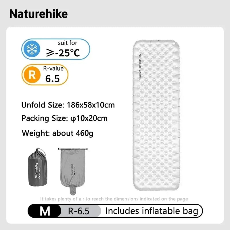 R6.5 Air Mattress 10cm Thickened Ultralight Sleeping Pad for Camping Hiking Warm Portable Outdoor Inflatable Mattress
