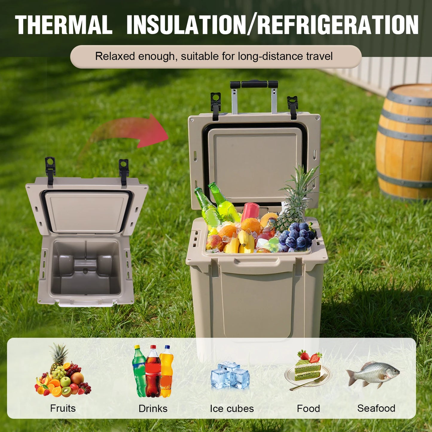 5L Insulated Wheeled Cooler with Leak-Proof Tight Latches for Camping Picnics More