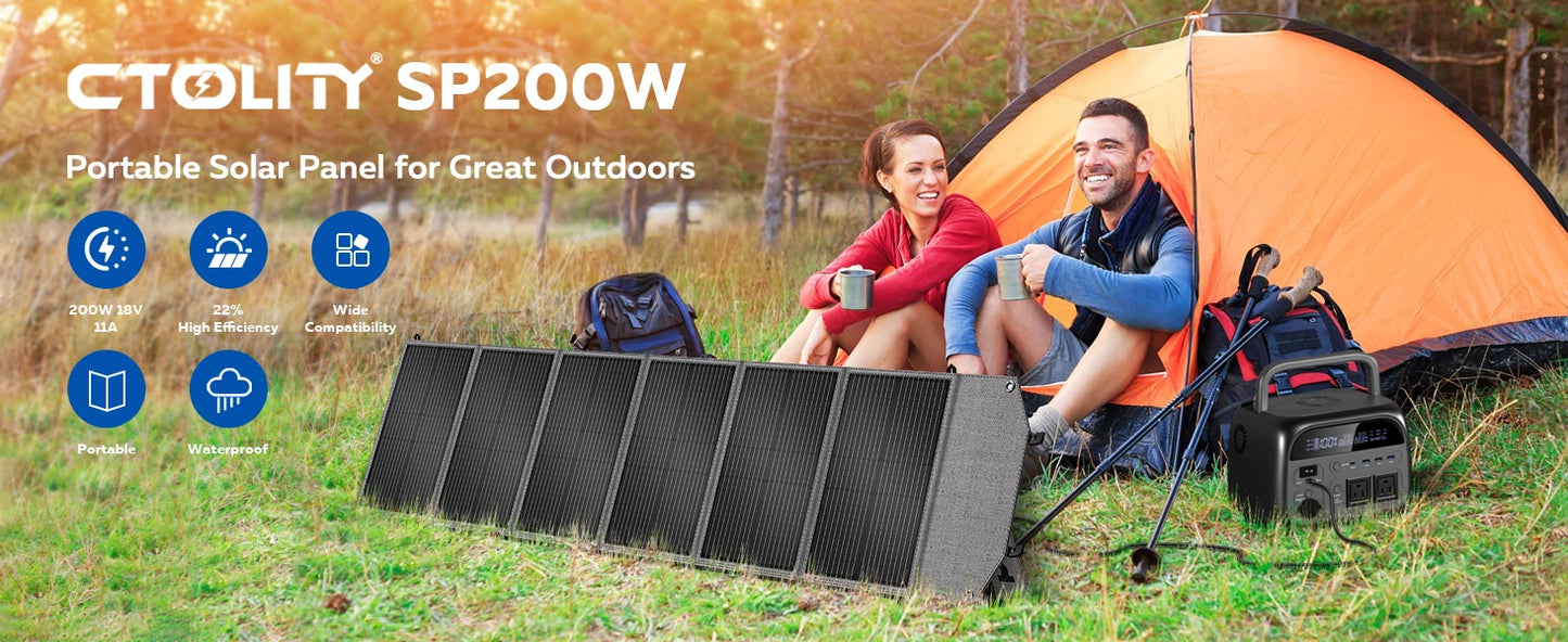 2400W Camping Power Station 2048Wh Lifepo4 1600W 110V AC Output Portable Solar Generator 200W 20.5V Flexible Solar Panel