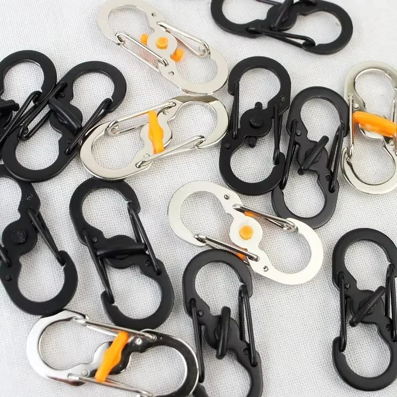5/10PCS Mini S-Type Locking Carabiner - Outdoor Camping Backpack Buckle, Anti-Theft Keychain Hook & Key-Lock Tool
