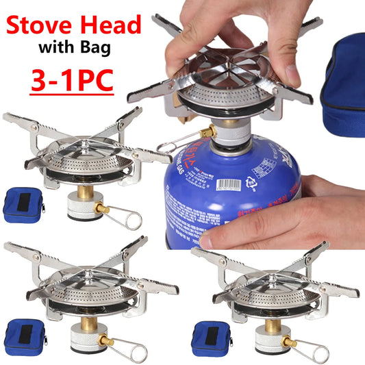 3-1pcs Outdoor Camping Gas Stove Small Camping Stove with Storage Bag Portable Cooking Stove Adjustable for Picnic BBQ Gas Stove