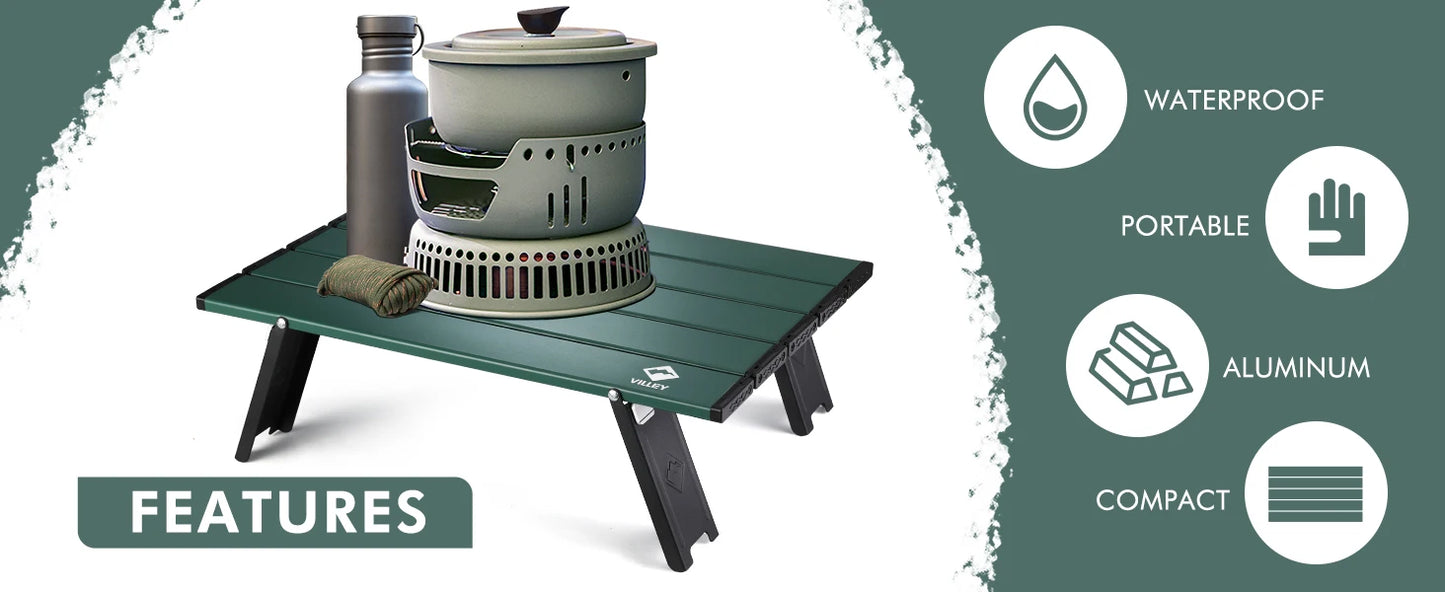 Portable Mini Folding Beach Table, Ultralight Aluminum Side Table with Carry Bag for Camping, Picnics