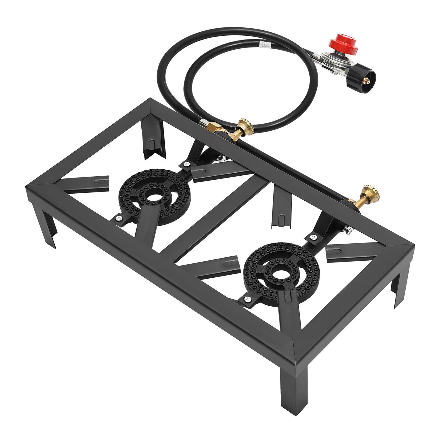 Portable Camping Gas Stove Outdoor Double Burner with Adjustable 0-10Psi Regulator Hose