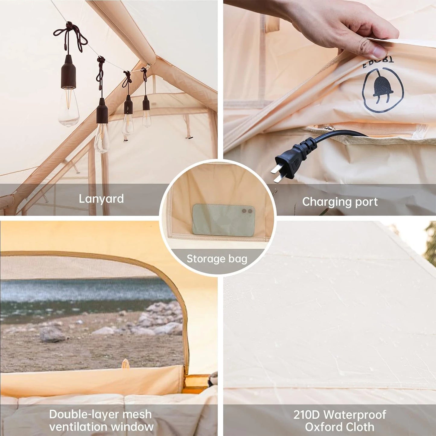 4-6 Person House Self-Supporting Air Tent with Hand Pump Automatic Inflatable Floating Tent Storage Bag for Adults