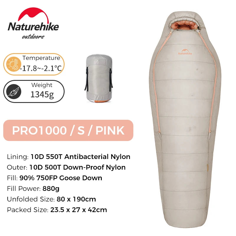 Naturehike Alpine PRO Goose Down Sleeping Bag Lightweight Mummy Sleeping Bag Winter Thick Camping Hiking Backpacking Equipment