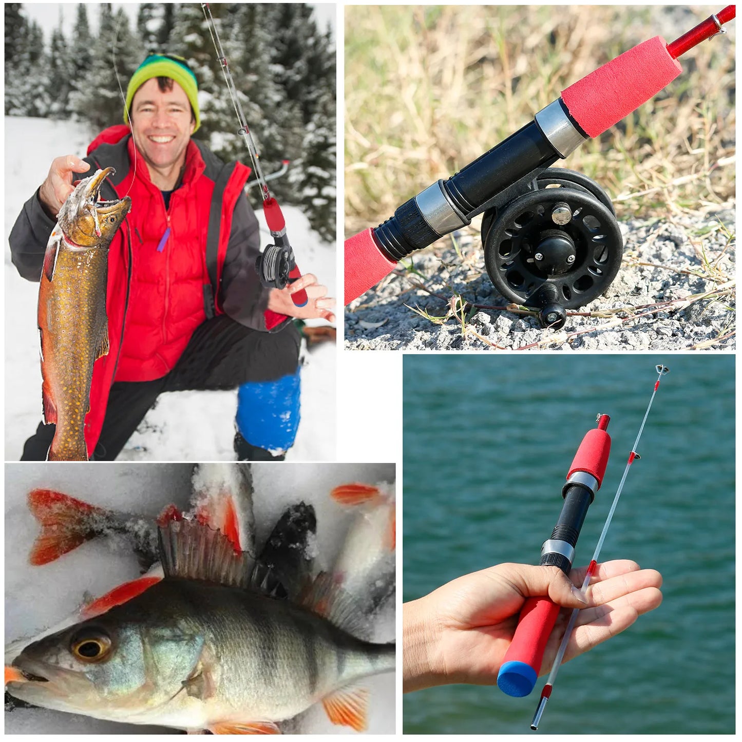 Sougayilang Ice Fishing Rod 50cm Ultralight Winter Shrimp Ice Fishing Pole Portable Spinning Casting Fishing Pole Fishing Tackle
