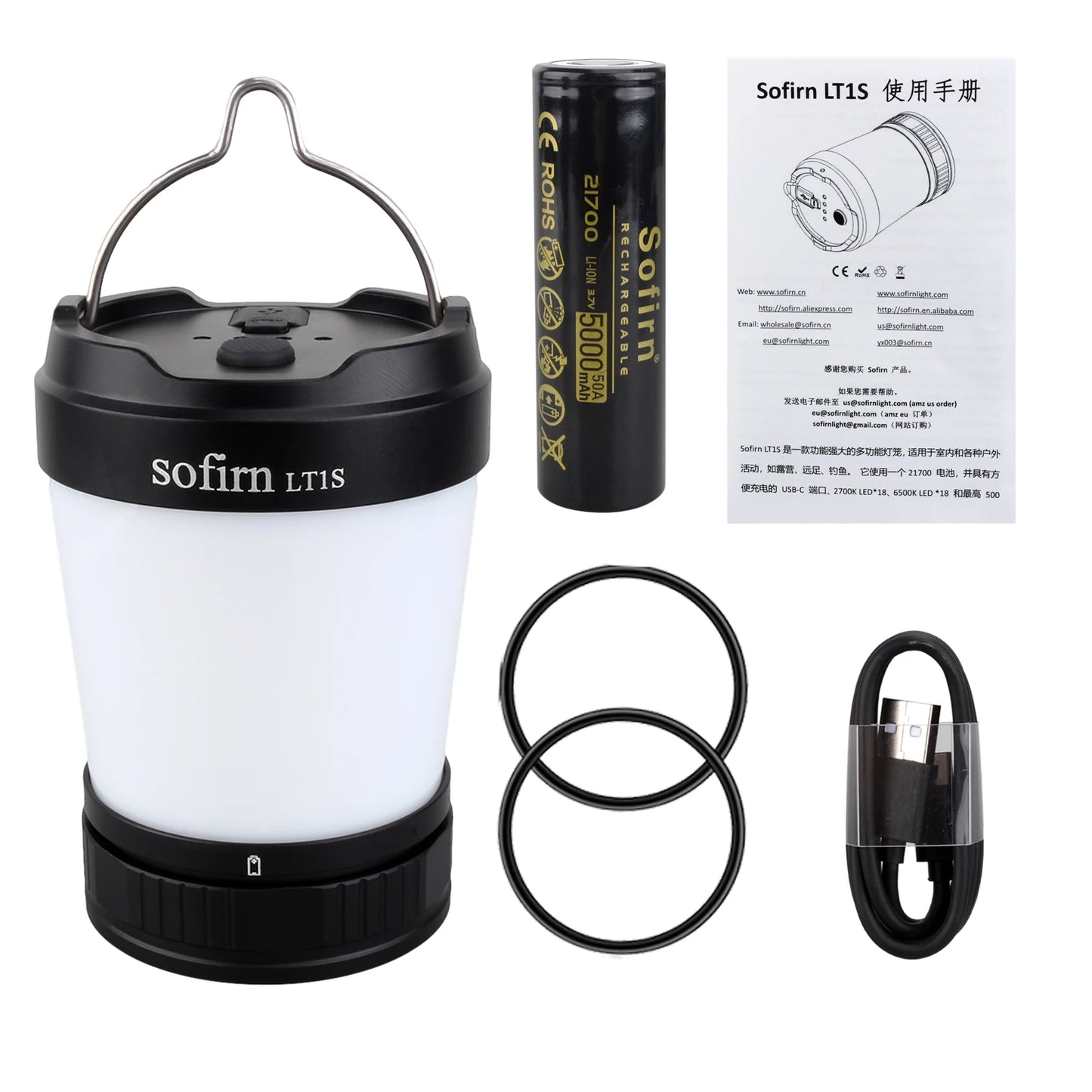 LT1S Camping Light USB C 21700 Rechargeable Powerful Torch Portable Emergency Lantern 2700K-6500K with Reverse Charging