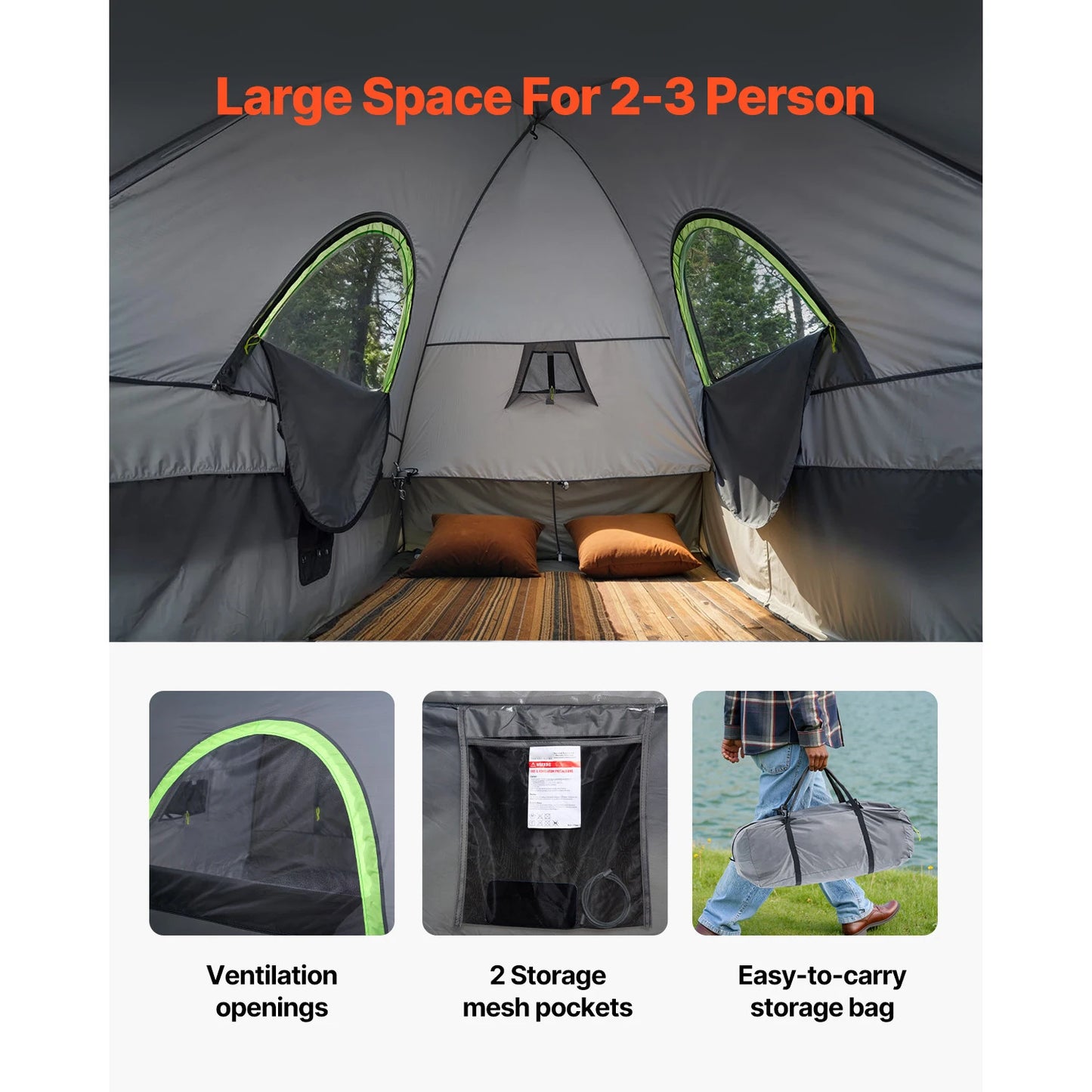 Pickup Truck Tent for Camping Waterproof PU2000 2-3 Person Truck Bed with Expandable Awning