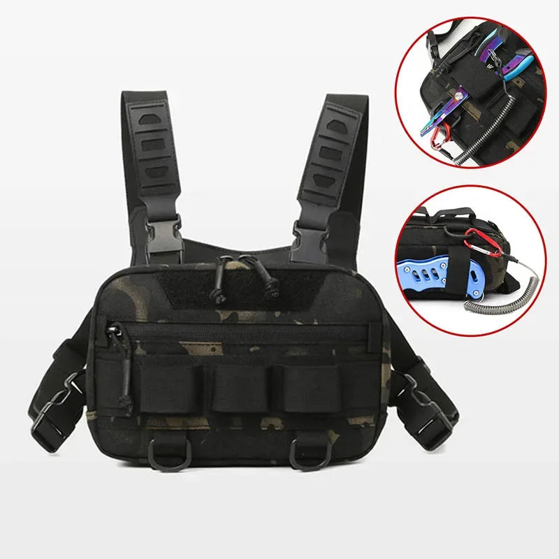 Tactical Chest Vest Bag Backpack Front Rig Pouch Outdoor Camping Cycling Hiking Hunting Climbing Fishing Lure Travel Fanny Pack