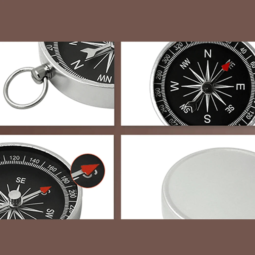 Outdoor Pocket Compass Portable Outdoor Orientation Navigation Compass Silver for Outdoor Camping Hiking Sports Navigation