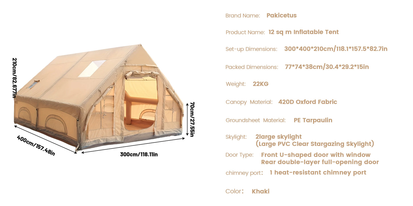 Inflatable camping tent 4-8 people with windows
