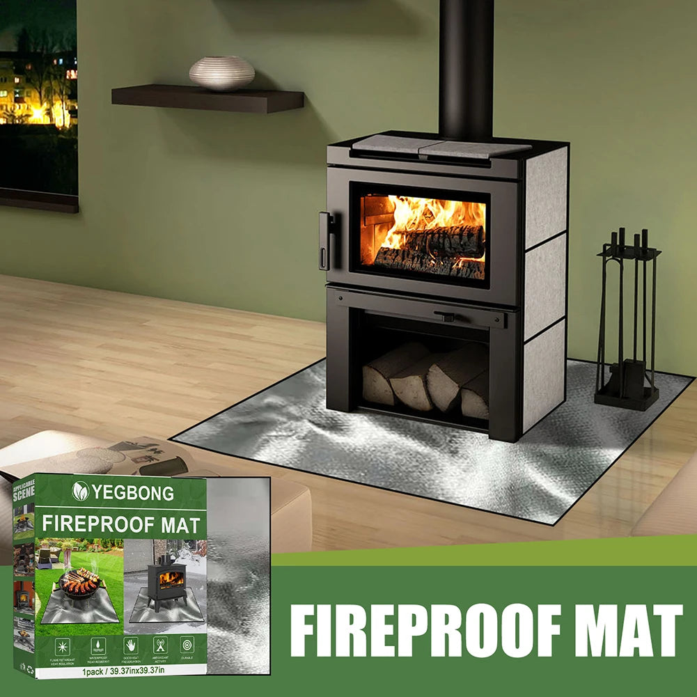100cmx100cm Griddle BBQ Mat Heat Resistant Fire Retardant Base Pad 3 Layers Large Fire Pit Mat Easy To Clean for Grass Outdoor