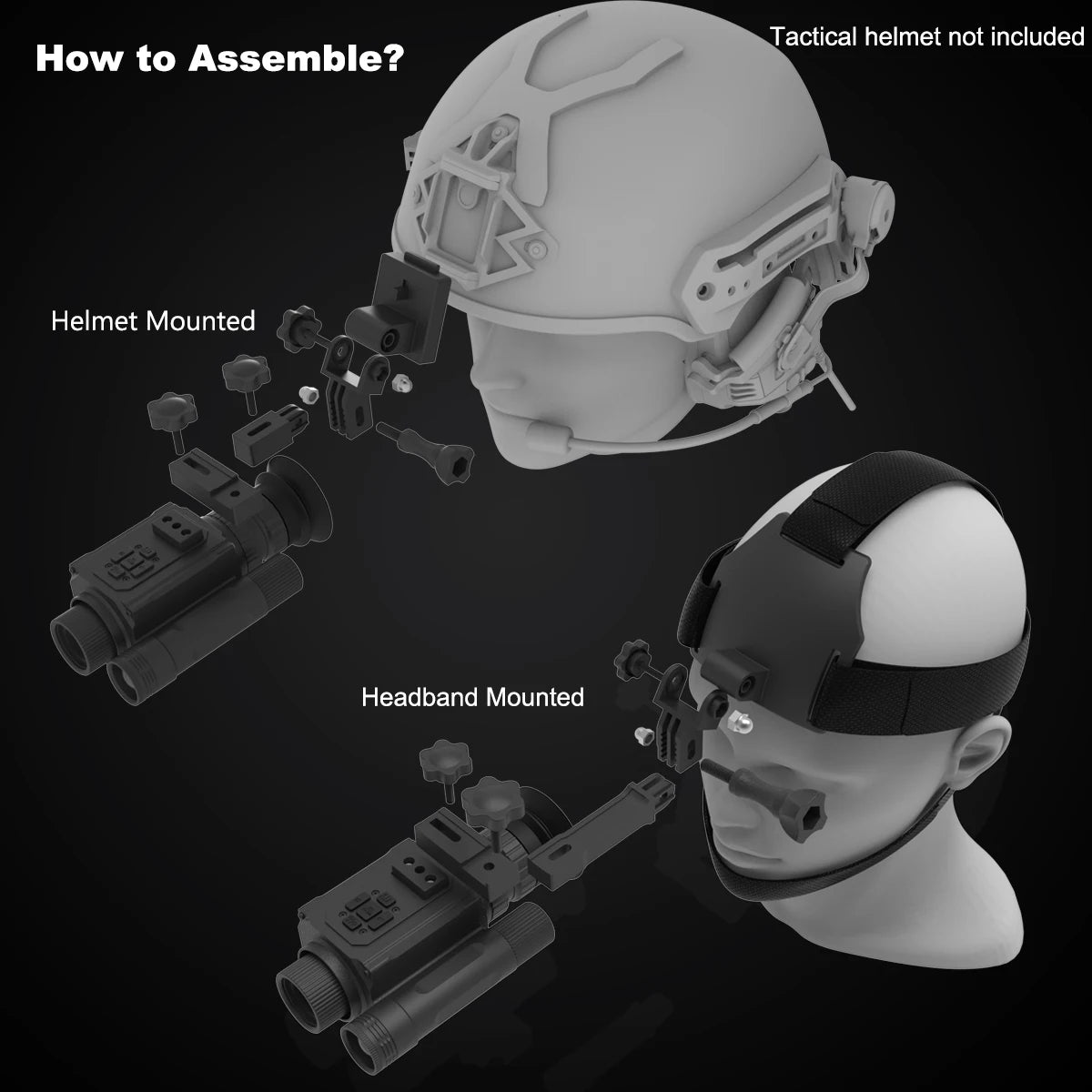 NK006 Helmet Night Vision Monocular Long-Distance Infrared 5X Zoom 1080P Digital Hunting Night Vision Goggles Telescope