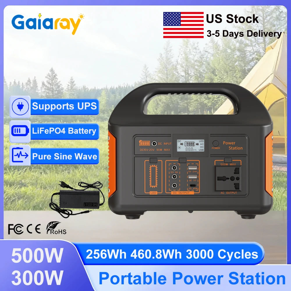 300W 500W 460.8Wh Portable Power Station Solar Generator AC 110V Emergency Power
