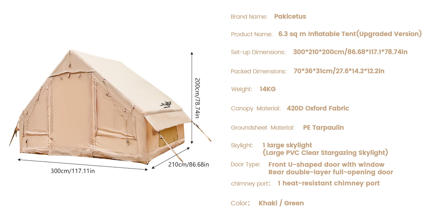 Inflatable camping tent 4-8 people with windows