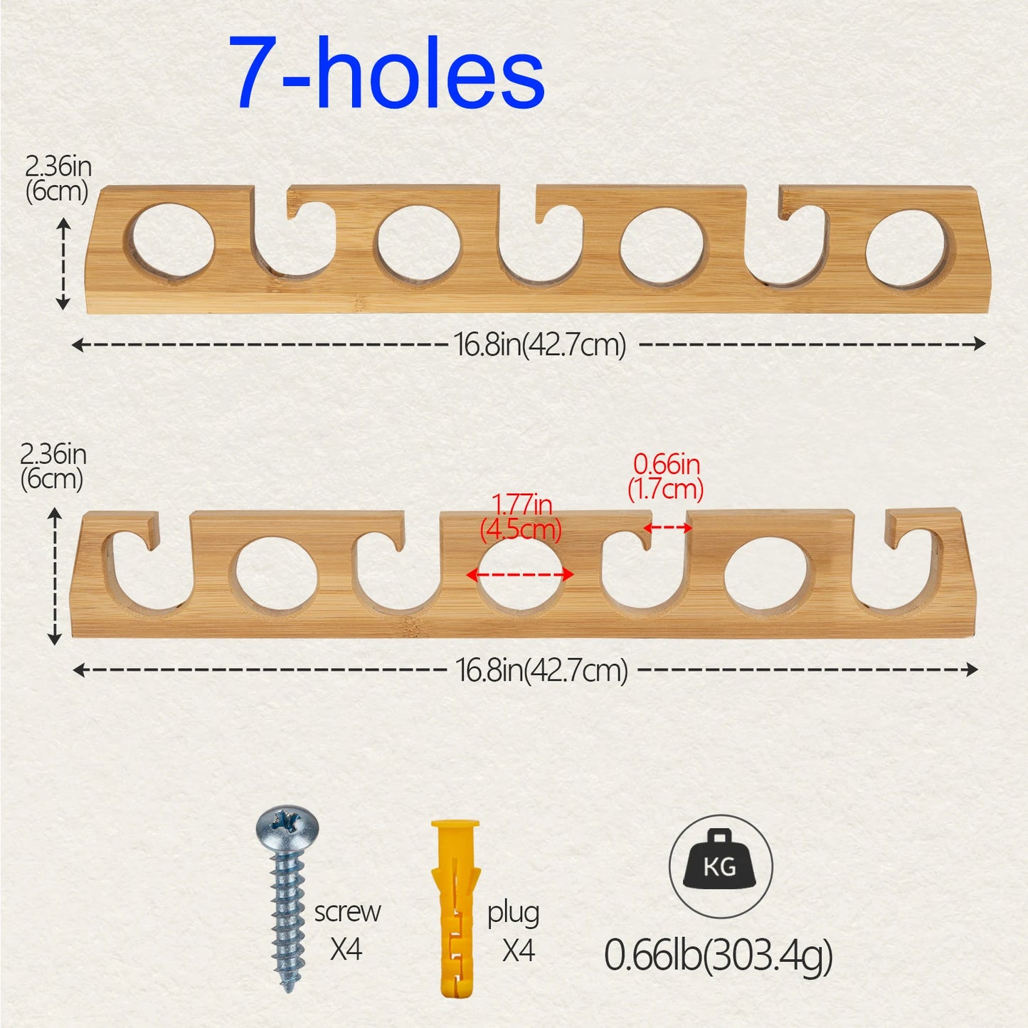 1 pair Wood Fishing Rod Holder 6 Holes Rods Wall Storage Bracket Horizontal Fishing Pole Display Rack Tool