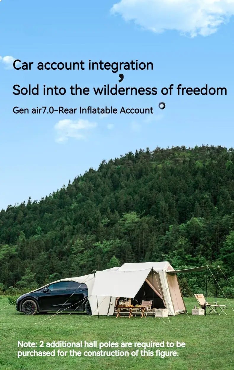 AIR 7.0 Car Tail Inflatable Tent Sunshade Waterproof SUV Travel Tent Versatile Outdoor Camping Removable DIY Car Tent
