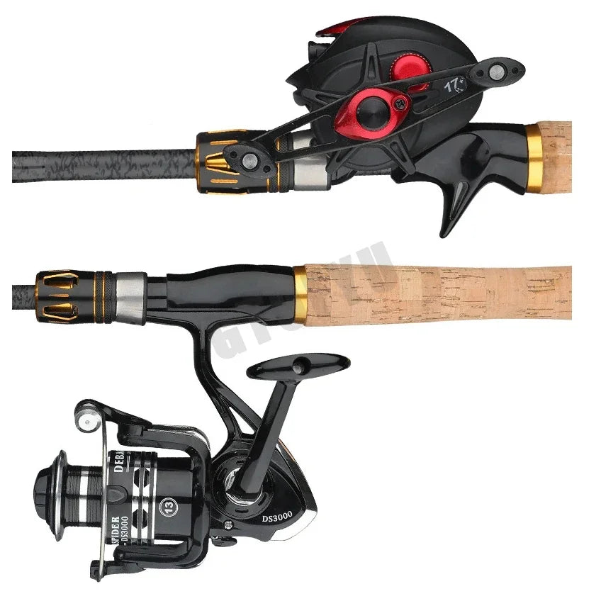 2.1m 2.4m 2.7m Lure Fishing Rod Fuji Ring High Carbon Fiber Spinning Casting Fishing Rod Bait Weight 4-25g Travel Fishing Pole