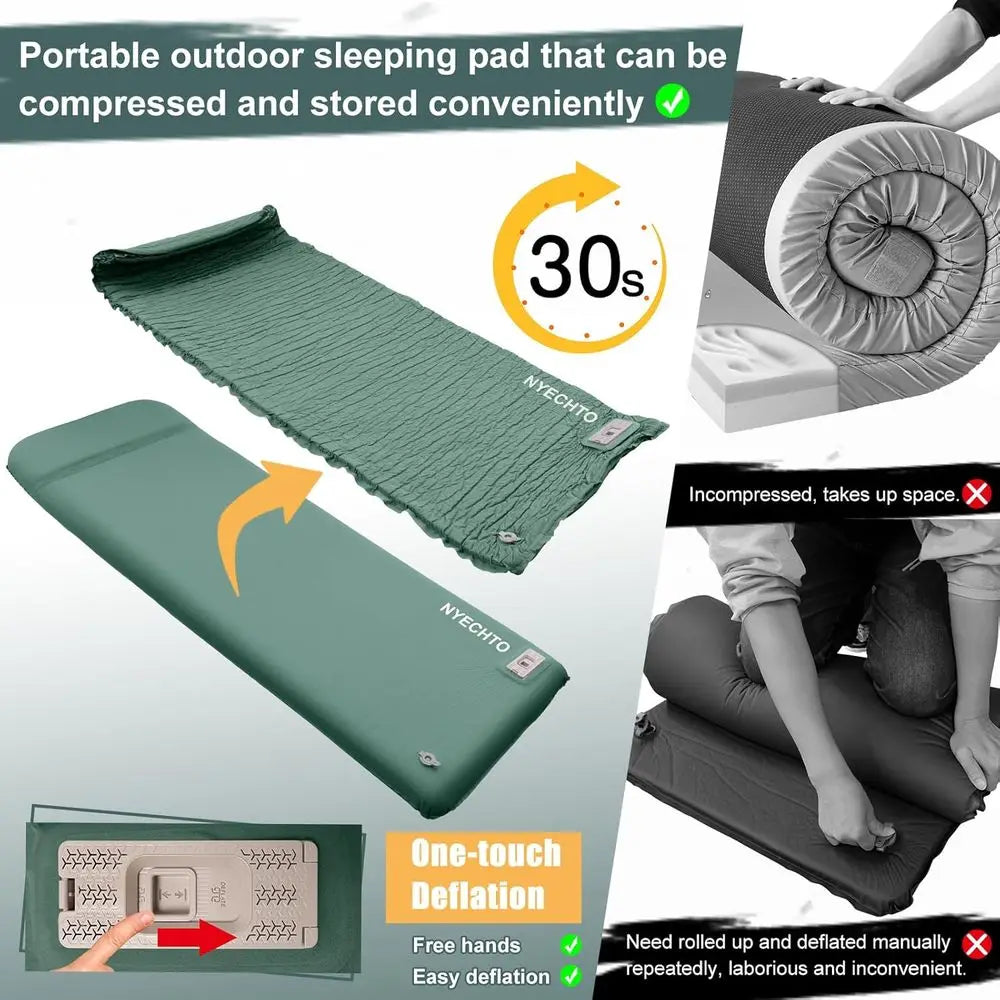Ultra-Thick Memory Foam Sleeping Pad with Electric Pump, Insulated Camping Mattress with Pillow for Car Travel and Tent