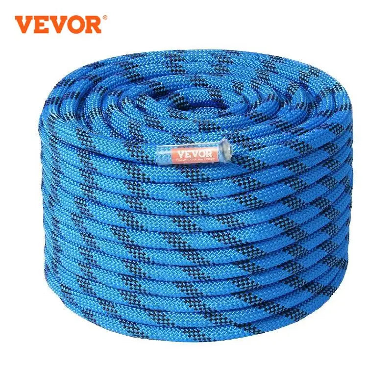 12.7mm Static Climbing Rope 150/200ft Outdoor Rock Climbing Rope 30KN Breaking Tension Fiber Rope w/ Steel Snap Hooks