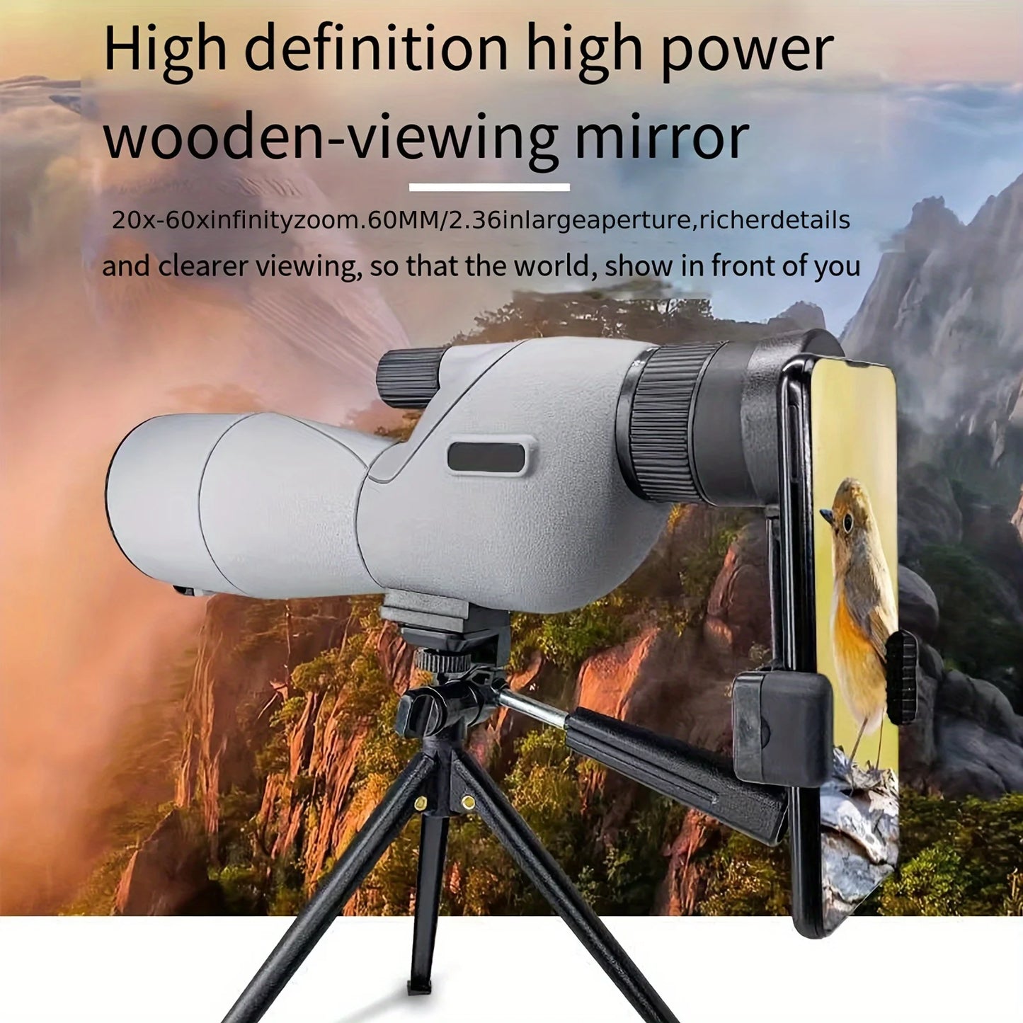 25-75x60 Spotting Scopes for Target Shooting with Tripod Carrying Bag Phone Adapter Straight Spotter Scope Monocular Telescope f