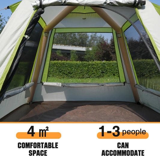 Inflatable Blow Up Tent for 2 To 3 Persons Easy Setup Pop Up Tent Oxford Waterproof with Mesh Windows for Backpacking and Hiking