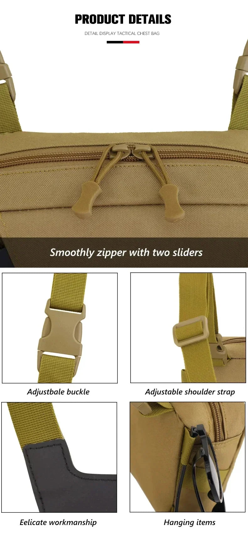 Tactical Chest Vest Bag Backpack Front Rig Pouch Outdoor Camping Cycling Hiking Hunting Climbing Fishing Lure Travel Fanny Pack