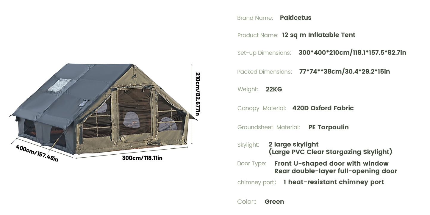 Inflatable camping tent 4-8 people with windows