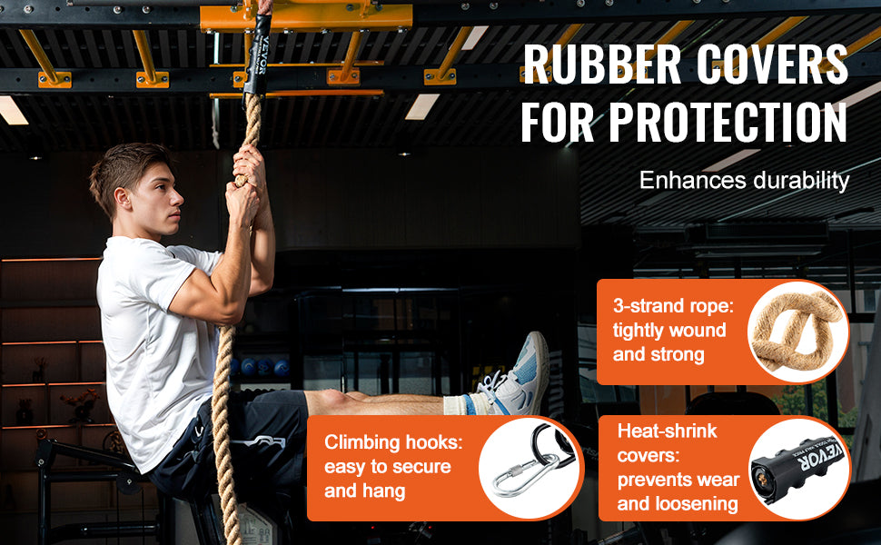 10-30FT Gym Climbing Rope Gym Fitness Training Rope Gym Exercise Workout Rope for Adults, Climbing Rope for Fitness
