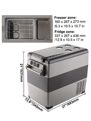 55L Car Refrigerator Mini Fridge Freezer Portable Compressor Cooler DC 110-240V Ice Box for Camping Picnic