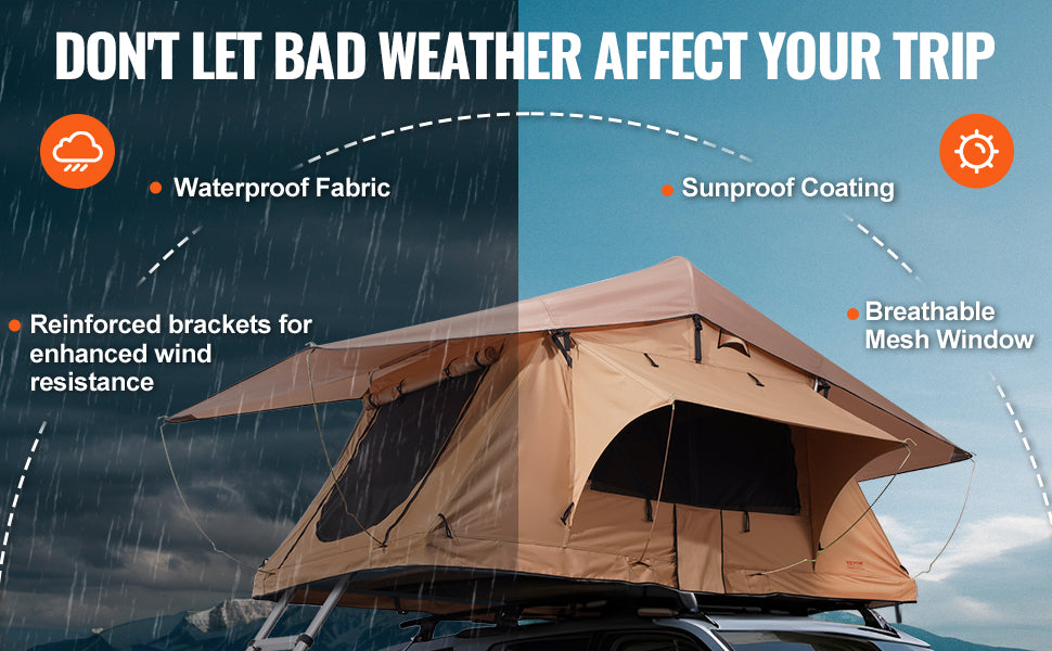 Rooftop Tent Hardshell Folding Tent with Telescopic Ladder Mattress PVC Cover Bag Waterproof Jeep SUV Van Pickup Truck