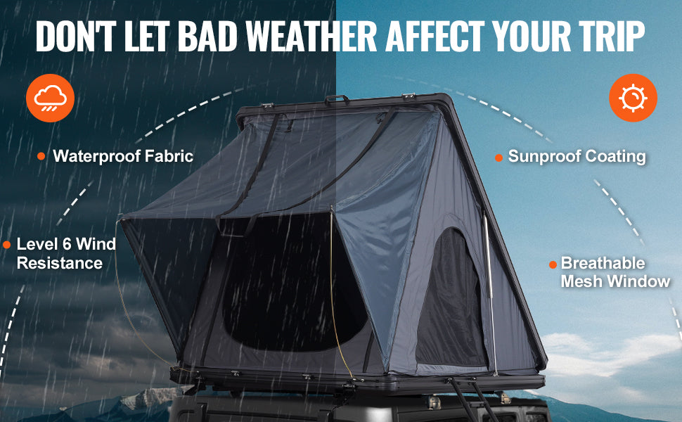 Rooftop Tent Hard Shell Roof Top with Telescopic Ladder Thick Mattress Waterproof Windproof for Jeep Van Pickup Truck