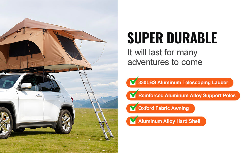 Rooftop Tent Hardshell Folding Tent with Telescopic Ladder Mattress PVC Cover Bag Waterproof Jeep SUV Van Pickup Truck